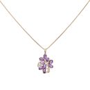9ct Yellow Gold 0.03ct Diamond and Amethyst Cluster Pendant and Chain 18"