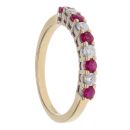 18ct Yellow Gold 0.25ct Brilliant Cut Diamond and Ruby Half Eternity Ring