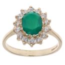 9ct Yellow Gold Cubic Zirconia and Chalcedony Cluster Ring