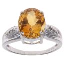 9ct White Gold Cubic Zirconia and Citrine Solitaire Ring