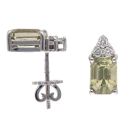 18ct White Gold 0.10ct Diamond and Green Gemstone Earrings