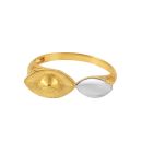 22ct Yellow Gold Womens Ring Band with Rhodium