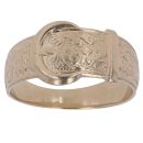 9ct Yellow Gold Patterned Buckle Ring