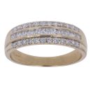 14ct Yellow Gold 0.50ct Brilliant Cut Diamond Three Row Ring