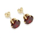 9ct Yellow Gold Garnet Cubic Zirconia Stud Earrings 7mm