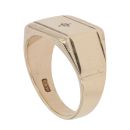 9ct Yellow Gold 0.02ct Diamond Patterned Signet Ring