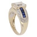 14ct Yellow Gold Sapphire and Cubic Zirconia Ring