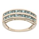 9ct Yellow Gold Green Gemstone Two Row Ring