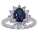 18ct White Gold 0.50ct Brilliant Cut Diamond and Sapphire Cluster Ring