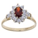 9ct Yellow Gold Cubic Zirconia and Garnet Cluster Ring