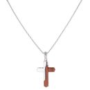 Unique & Co Stainless Steel and Bubinga Wood Cross Pendant and Chain 20"