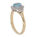 18ct Yellow Gold 0.35ct Brilliant Cut Diamond and Aquamarine Cluster Ring
