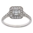 18ct White Gold Princess, Baguette and Brilliant Cut Diamond Cluster Ring