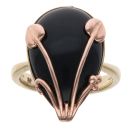 9ct Yellow and Rose Gold Clogau Onyx Tree Of Life Ring