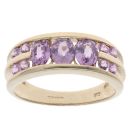 9ct Yellow Gold Amethyst Three Stone Ring