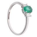 9ct White Gold 0.10ct Diamond and Emerald Ring