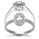 9ct White Gold 0.12ct Diamond & Blue Topaz Ring