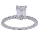18ct White Gold 1.40ct Emerald and Brilliant Cut Lab Grown Diamond Solitaire Ring