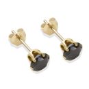 9ct Yellow Gold Black Cubic Zirconia Stud Earrings 5mm
