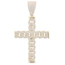 9ct Yellow Gold Cubic Zirconia Curb Cross Pendant