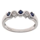 9ct White Gold 0.05ct Diamond and Sapphire Five Stone Ring