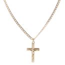 9ct Yellow Gold Crucifix Pendant and Curb Chain 18"