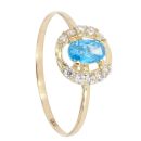 14ct Yellow Gold Cubic Zirconia Blue Gemstone Ring