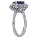 18ct White Gold 1.25ct Brilliant and Baguette Cut Diamond and Sapphire Cluster Ring
