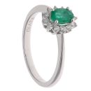 18ct White Gold 0.16ct Diamond and Emerald Cluster Ring