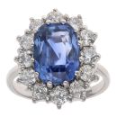 18ct Yellow Gold 1.25ct Brilliant Cut Diamond and Sapphire Cluster Ring