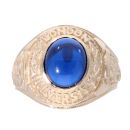 9ct Yellow Gold Blue Gemstone College Ring