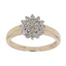 9ct Yellow Gold 0.25ct Brilliant Cut Diamond Cluster Ring