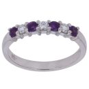 18ct White Gold 0.15ct Diamond and Amethyst Half Eternity Ring