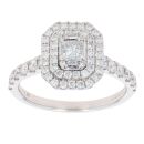 18ct White Gold 1.25ct Princess, Baguette And Brilliant Cut Diamond Cluster Ring