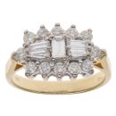 18ct Yellow Gold 0.85ct Brilliant And Baguette Cut Diamond Cluster Ring