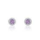 9ct White Gold Lavender Amethyst Halo Lab Grown Diamonds Earrings With D VVS