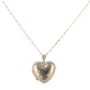 9ct Yellow And White Gold Floral Heart Locket And Chain 20"