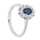 9ct White Gold Sapphire and Diamond Cluster Ring