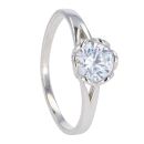 Silver Cubic Zirconia Single Stone Ring by Icesia