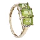 9ct Yellow Gold Peridot and Cubic Zirconia Three Stone Ring