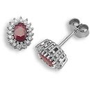 9ct White Gold 0.25ct Diamond & Ruby Stud Earrings