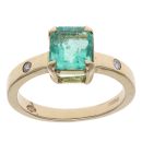 14ct Yellow Gold 0.05ct Diamond and Emerald Single Stone Ring