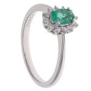 18ct White Gold 0.16ct Diamond and Emerald Cluster Ring