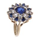 9ct Yellow Gold Blue and White Gemstone Cluster Ring