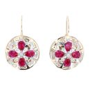 14ct Yellow Gold Red Gemstone and Cubic Zirconia Earrings