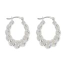 Silver Twisted Oval Hoop Earrings By Icesia