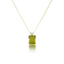 Silver 18ct Yellow Gold Plated Emerald Cut Peridot Lab Grown Diamond Pendant Necklace