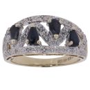 9ct Yellow Gold 0.10ct Diamond and Sapphire Four Stone Ring