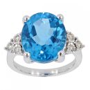 9ct White Gold 0.15cts Diamond And Topaz Ring