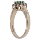 9ct Yellow Gold 0.25ct Diamond and Emerald Cluster Ring